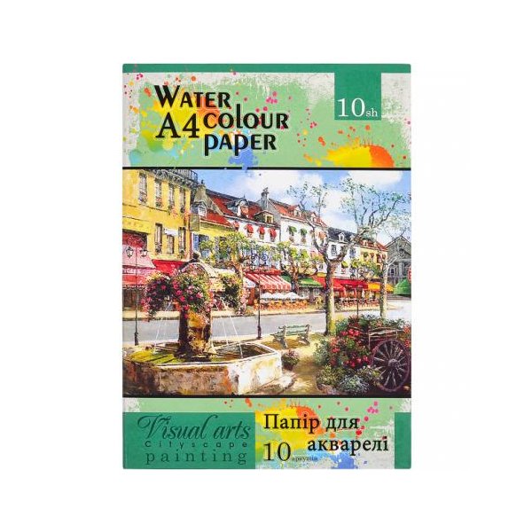Папір для акварелі А4 10 аркушів, 200г/м², в папці