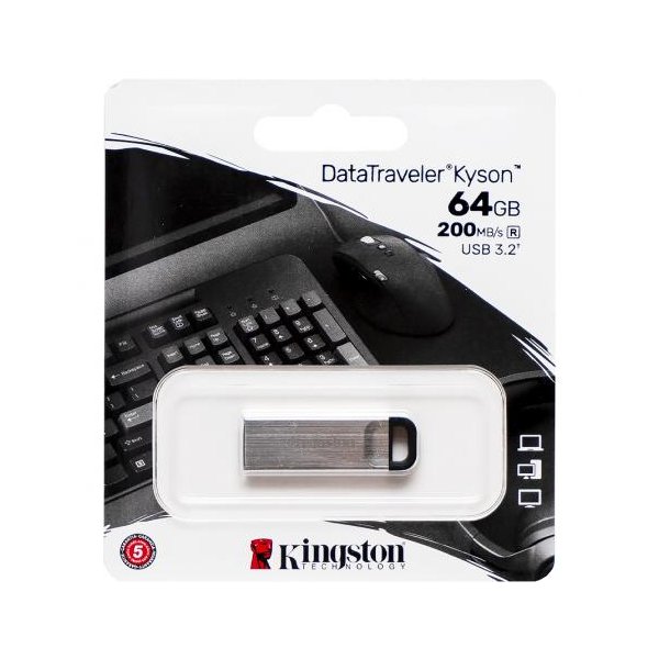 Флешка Kingston USB 64Gb DT Kyson Silver/Black USB 3.2 309102