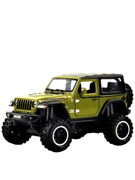 2401C-1 Металева машинка Mini Auto 1:24 Jeep Wrangler Rubicon Off-Road інерційна, світло, звук Зелений