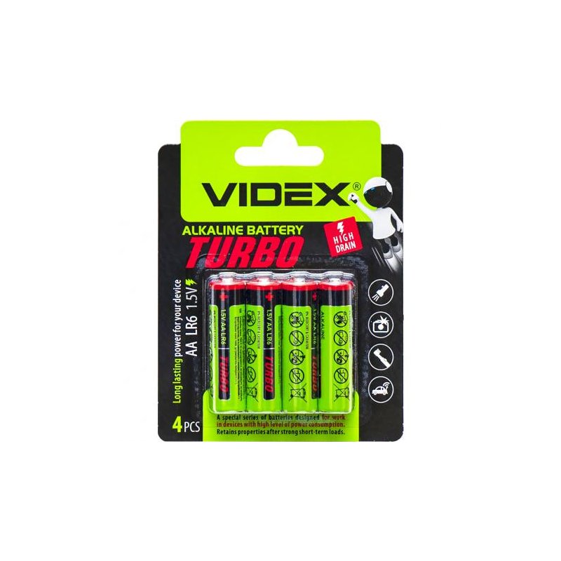 Батарейка Videx LR06 / AA 4pcs Alkaline TURBO