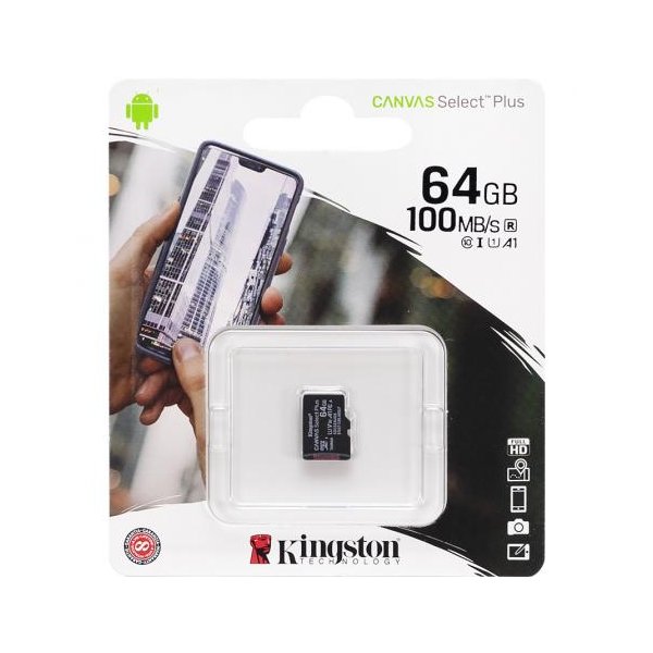 Карта памяти Kingston MicroSDXC 64GB UHS-I A1 (Class 10) (card only)  0044676/298963