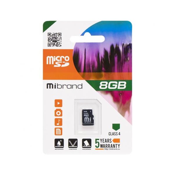 Карта памяти Mibrand MicroSDHC 8GB Class 4 (card only) 121619