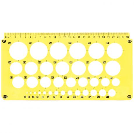 Лінійка-трафарет з колами 1-36 мм