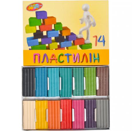 Пластилін 250 г, 14 кольорів 