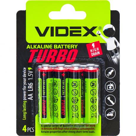 Батарейка Videx LR06 / AA 4pcs Alkaline TURBO