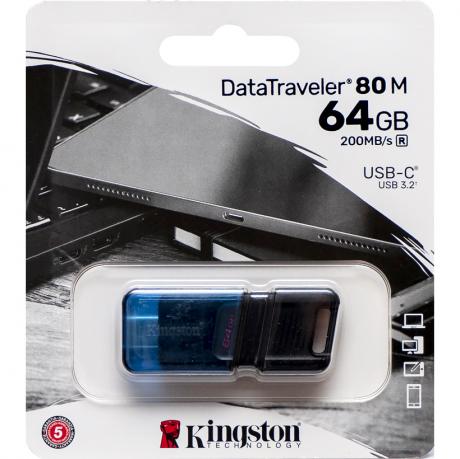 Флешка Kingston USB 64Gb DT 80М USB 3.2 Type-C Black/Blue 330656