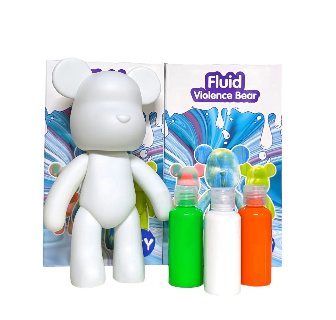 Набір для творчості  Флюїдний ведмедик DIY Creative Fluid Bear 23 см Зелено-Помаранчевий